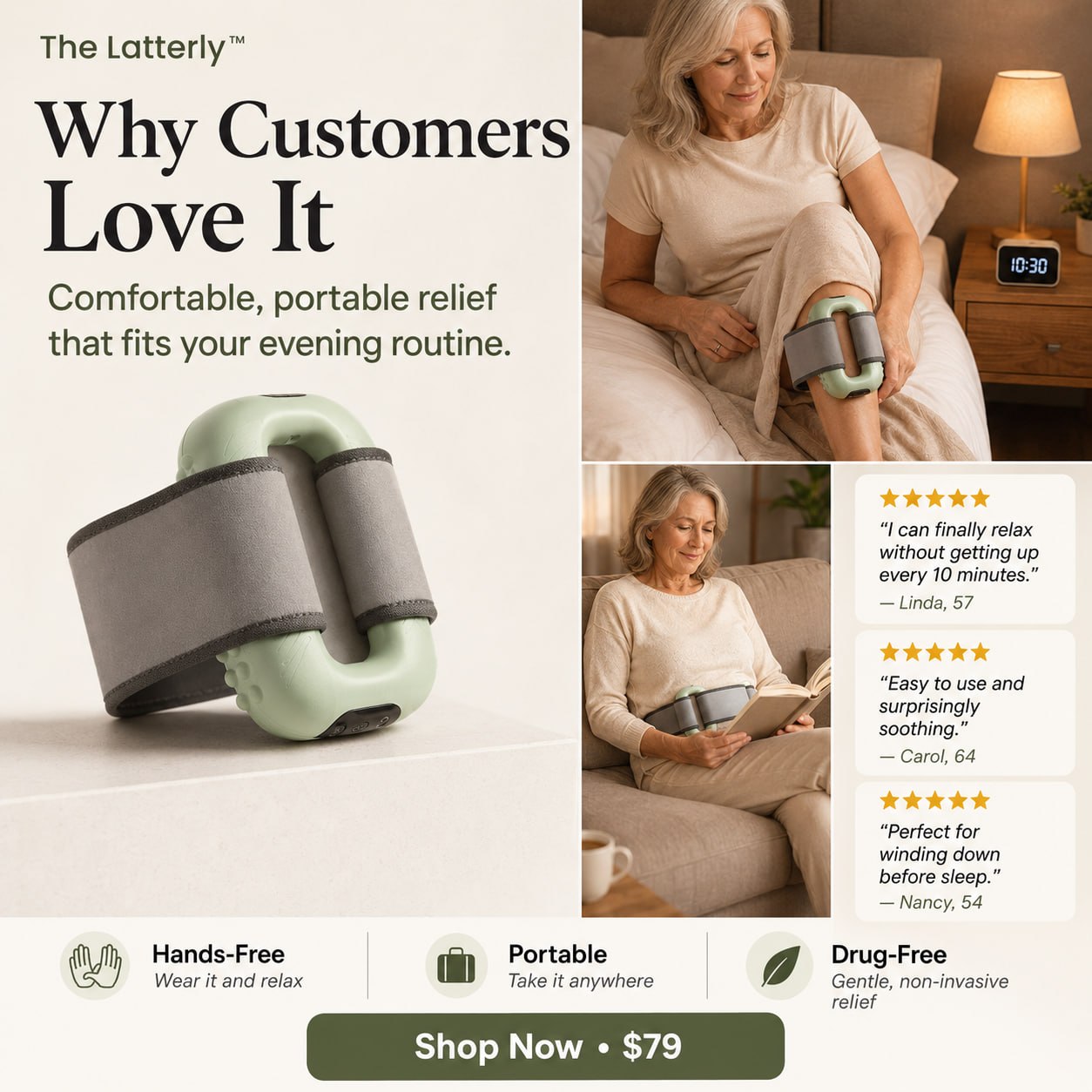The Latterly™ Portable RLS Relief Vibration Device